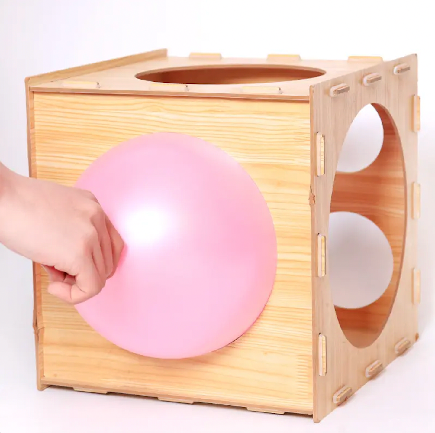  Aoibrloy Medidor de globos de madera verde de 14 agujeros, cubo  de caja de tamaño de globo plegable, herramienta de medición de tamaño de  globo blanco para decoración de globos, arcos