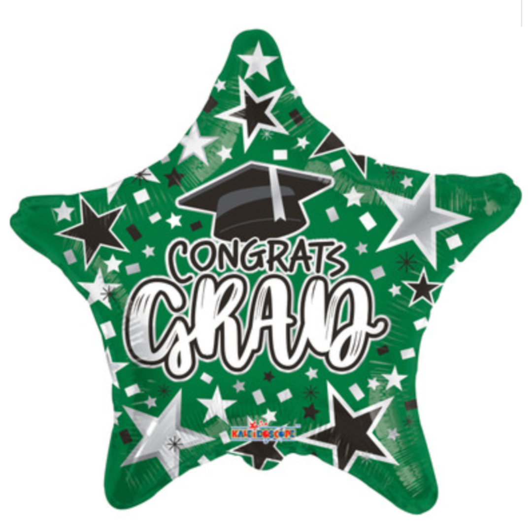 18" Graduation Green Star Foil