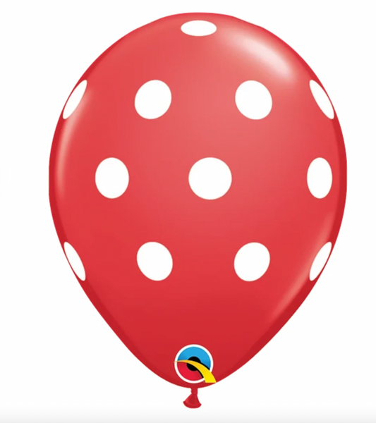 11" Big polka dots red Qualatex (50ct)