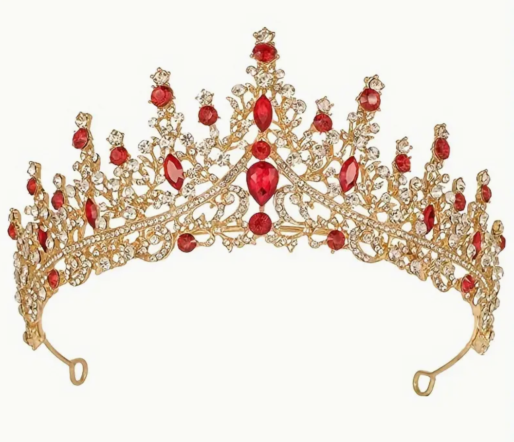 GOLD+RED Crystal Tiara