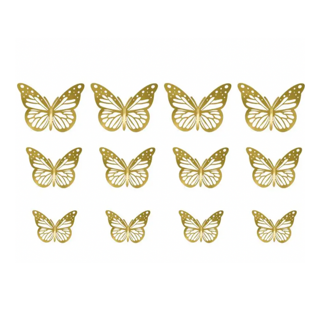 12pc Gold Butterfly Rounded Wings