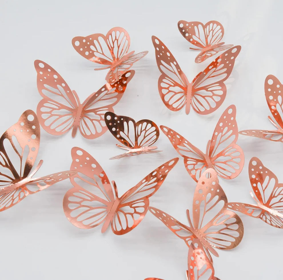 12pc Butterfly Rounded Wings Rose Gold