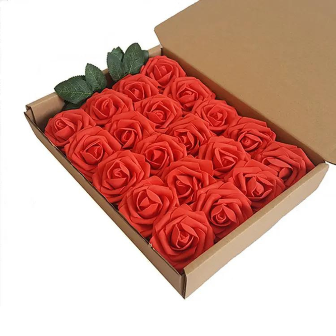 Red Artificial Rose Flower Foam 25 pcs/box