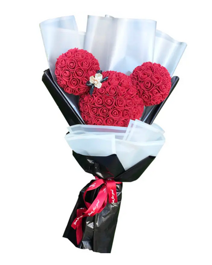 Mickey Head Rose Bear Foam Artificial Bouquet