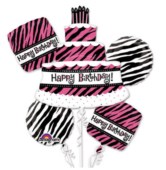 Zebra Print Bouquet Happy Birthday(5 piezas)