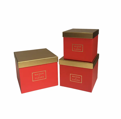 Gold lid Square box Set of 3