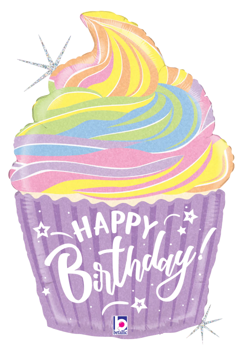27" Happy Birthday Cupcake Foil Balloon