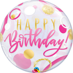 22” Happy Birthday Pink Gold Babbles Qualatex (1CT)