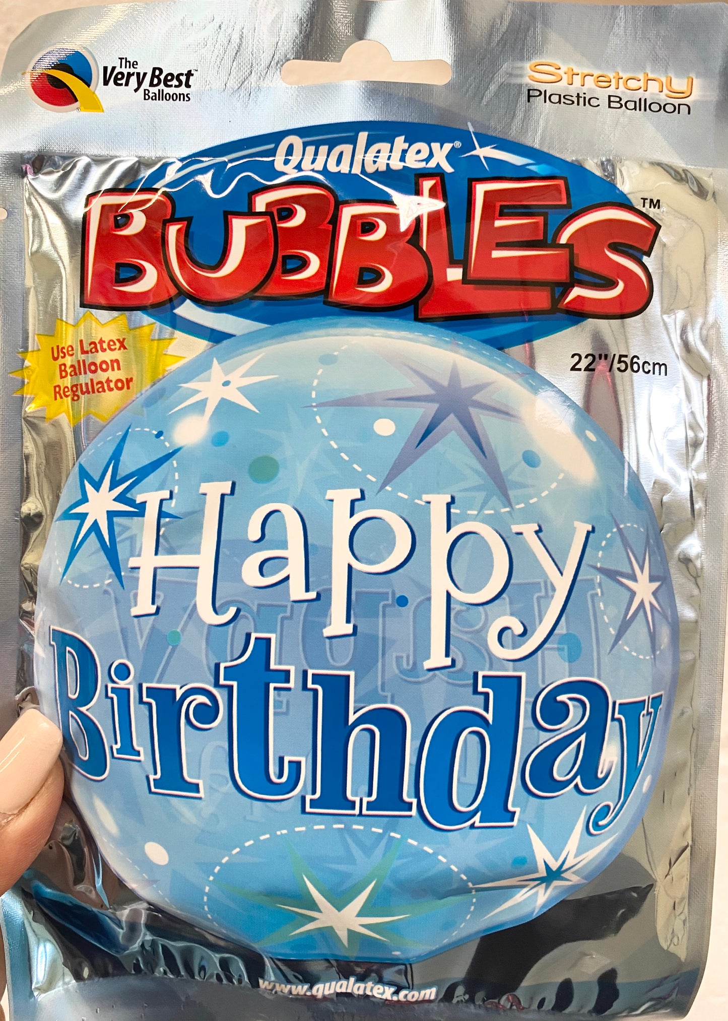 22” Happy Birthday Blue Bubbles Qualatex (1 CT)